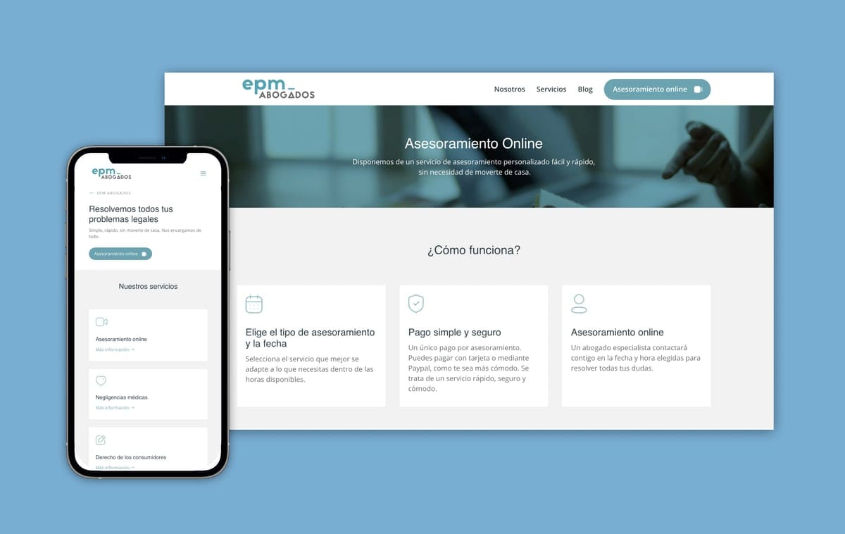Desarrollo diseño sitio web para abogados